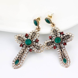 Сережки з камінням хрести vintage стиль lan-2852