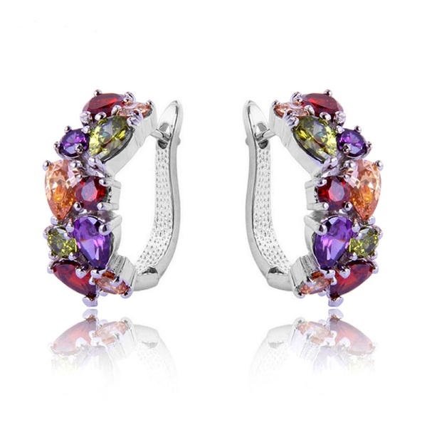 Серьги с английским замком Multicolor Zircon