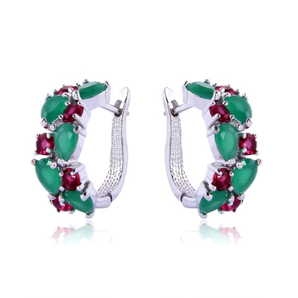 Серьги с английским замком Multicolor Zircon