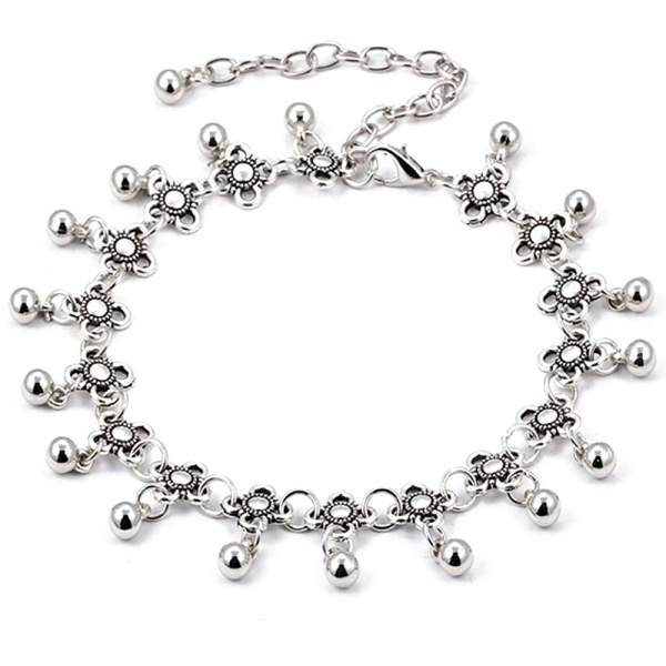 Браслет на ногу Vintage серебристого цвета