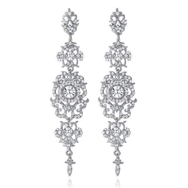 Серьги люстры Беатрис с кристаллами свароски