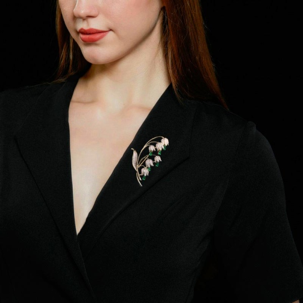 Элитная брошка лесной Ландыш lan-2954