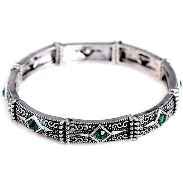 Браслет на резинке с Glory с зелеными кристаллами