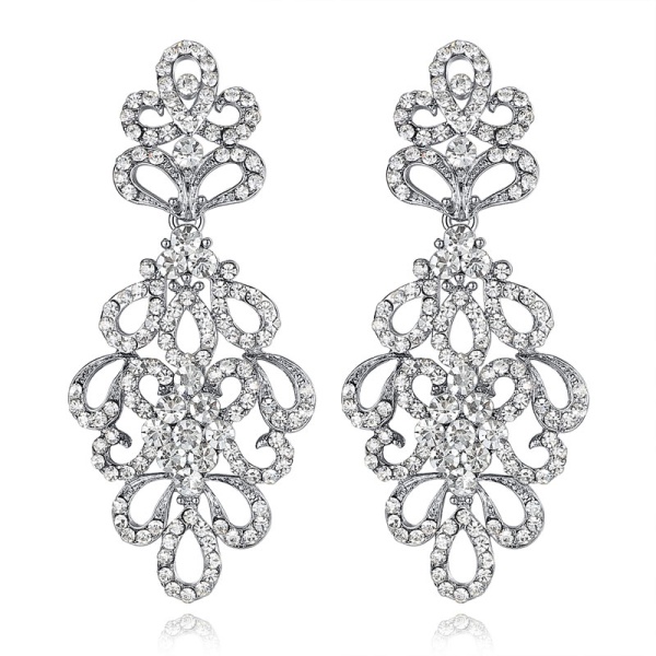 Весільні сережки Амелі з кристалами свароски