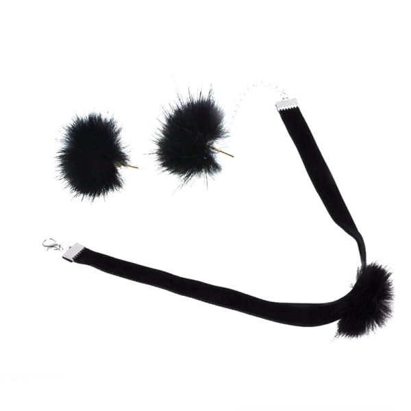 Чокер та сережки з хутром норки lan-1702