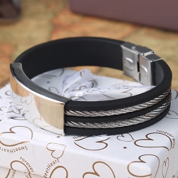 Мужской браслет с каучуком и сталью lan – 1869