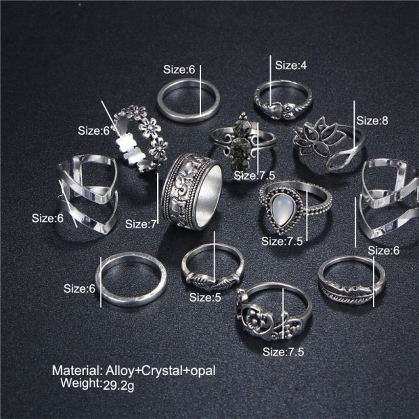 Кольца на фланги пальцев Retro Fashion (набор 13 штук)