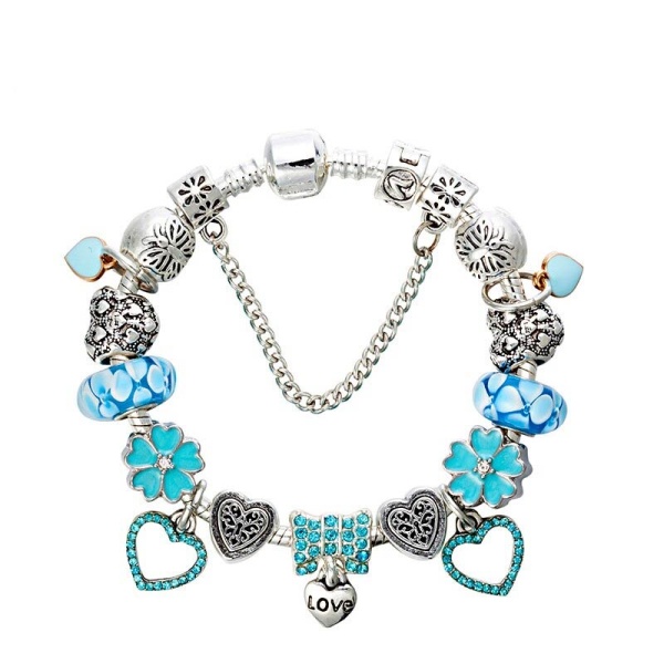 Браслет у стилі пандора Блакитне серце