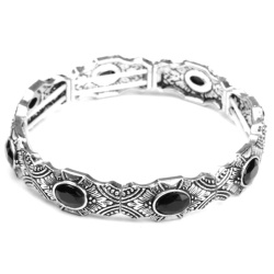 Браслет на резинке Vintage с чёрными кристаллами