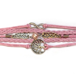 Кожаный женский браслет Розовая мечта