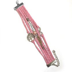 Кожаный женский браслет Розовая мечта