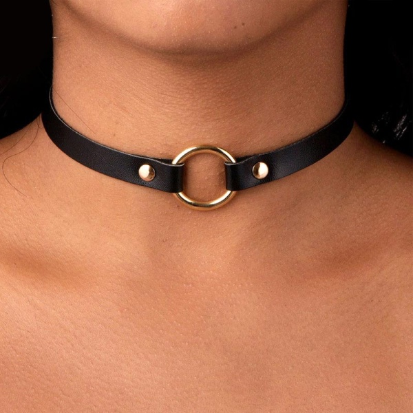 Шкіряний чокер з кільцем lan-2023