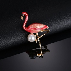 Брошь розовый Фламинго