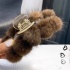 Заколка крабик для волос из натурального меха шарики