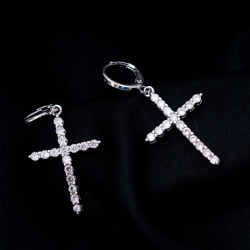 Серьги подвески Кресты с фианитами