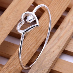 Металевий жорсткий браслет сріблястий Дует