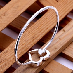 Металевий жорсткий браслет сріблястий Дует