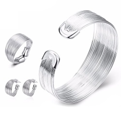 Набор украшений Струнка посеребренный: браслет, серьги, кольцо