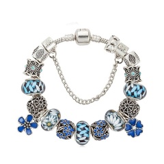Браслет в стиле пандора Синие Цветы