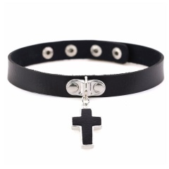 Чокер кожаный с крестом lan-1872