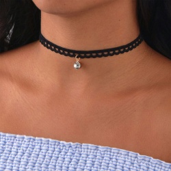 Чокер с кружевом с кристалликом подвеской lan-2026