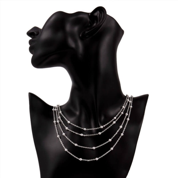 Колье с шариками Болл посеребренное