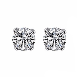 Серьги гвоздики Циркон посеребренные