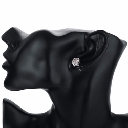 Серьги гвоздики Циркон посеребренные