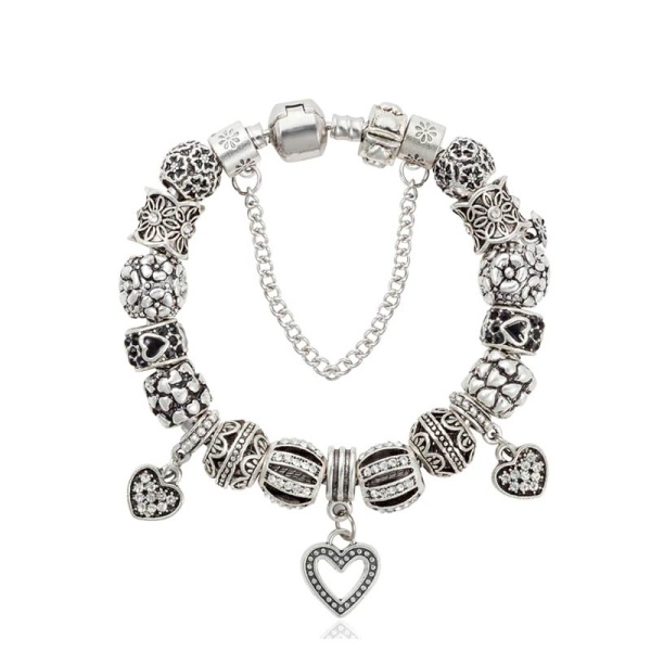 Браслет в стиле пандора Серебристое сердце