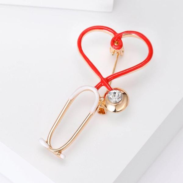 Брошка стетоскоп Серце біле lan-2959