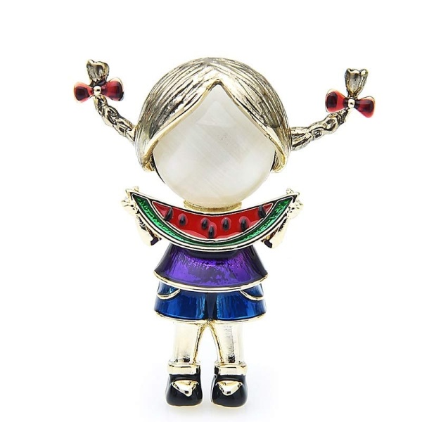 Брошка дівчина з кавуном