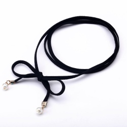 Замшевый длинный чокер с жемчужными бусинами lan-969