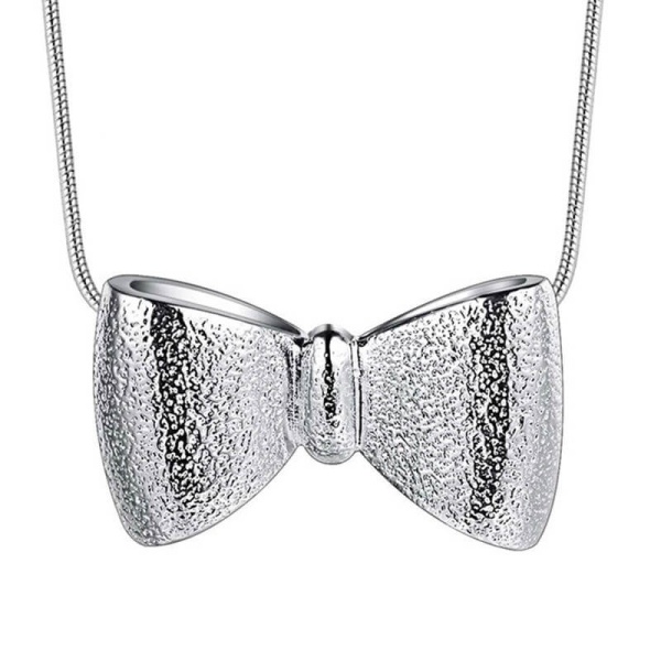 Кулон с цепочкой Бантик посеребренный
