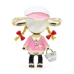 Брошь девушка с сумочкой