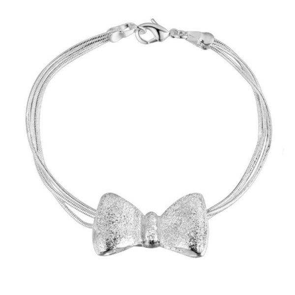 Браслет ланцюжок із підвіскою Бант посріблений