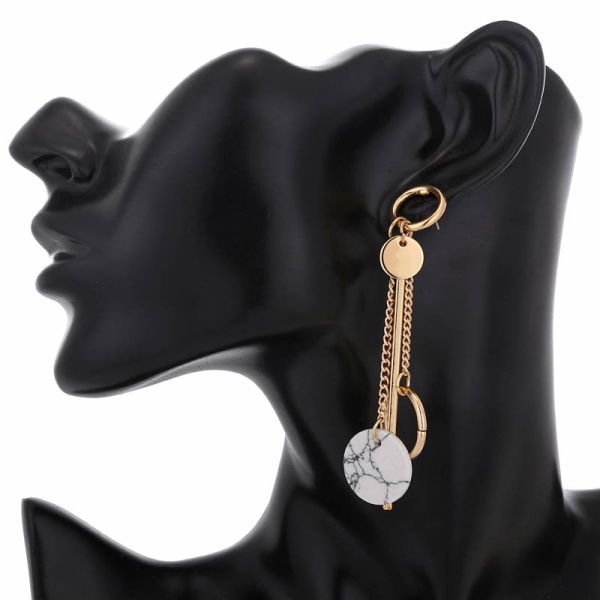 Длинные серьги круги Черное и белое lan-2972