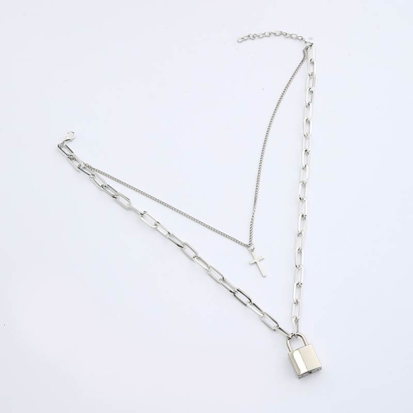 Багатошаровий подвійний ланцюжок Замок та хрестик lan-3103