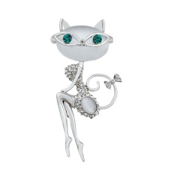 Брошь Кошечка с зелеными глазами