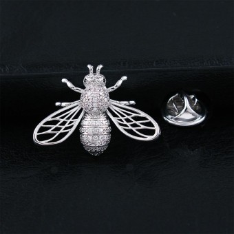 Брошь бджола з кристалами циркону lan-3238
