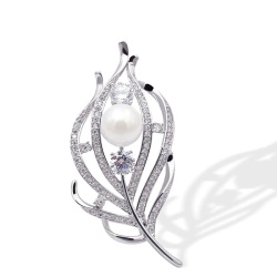Брошь Перо с кристаллами циркона lan-3239