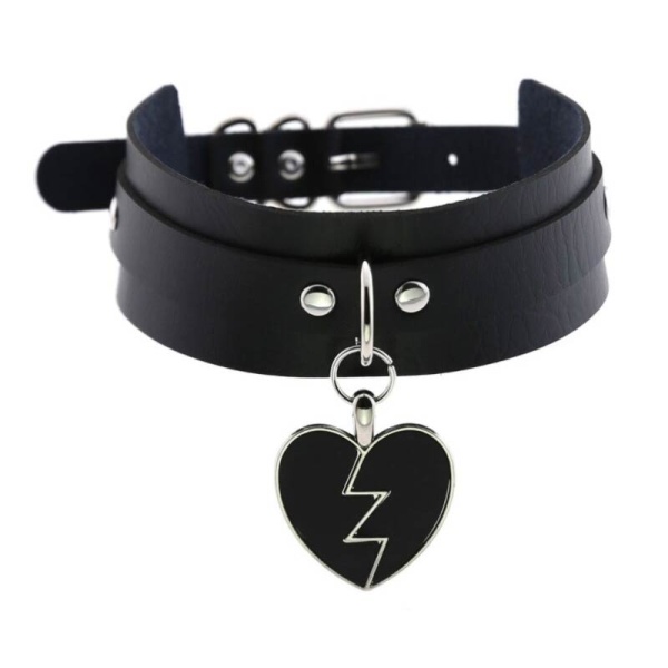 Шкіряний чокер з розбитим серцем lan-3064