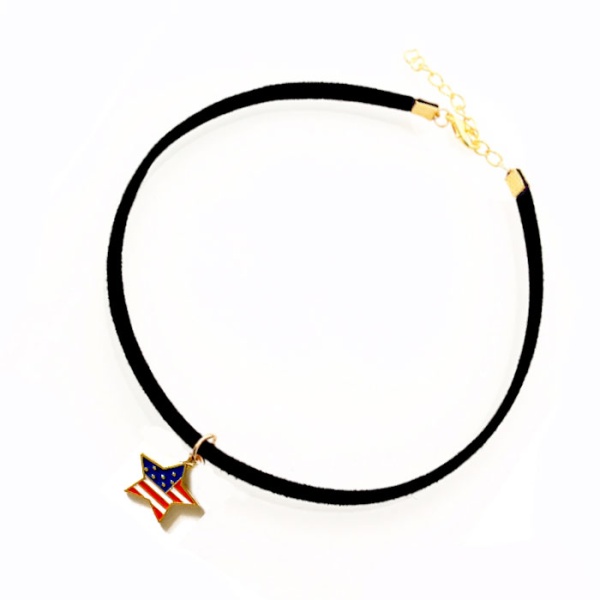 Замшевий чокер чорного кольору з прапором США lan-304.