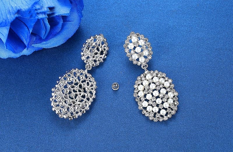 Весільні сережки з перлами lan-3368