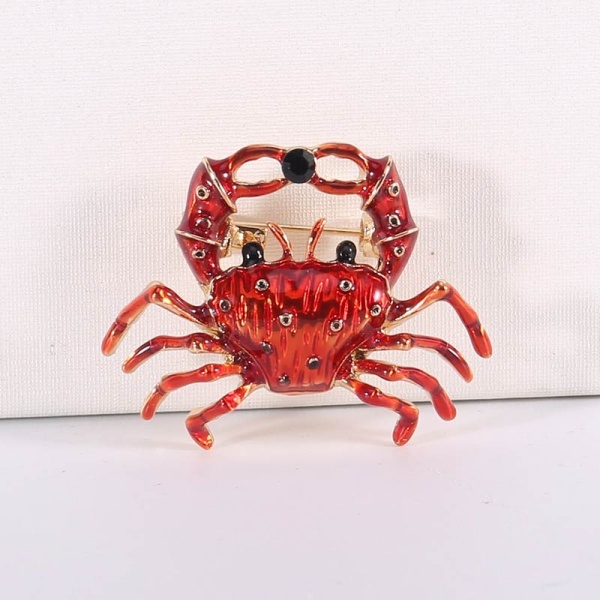 Брошь красный краб