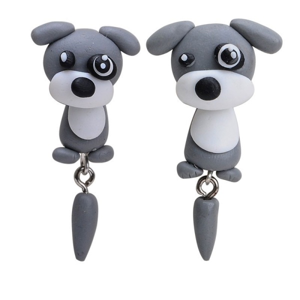 Сережки гвоздики Собачка