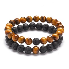 Браслеты из натурального лавового камня и тигровый глаз 2 шт