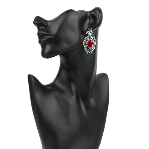 Сережки підвіски з червоним каменем Ніхаль