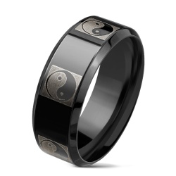 Кольцо из стали Spikes Инь и Ян R — M6669