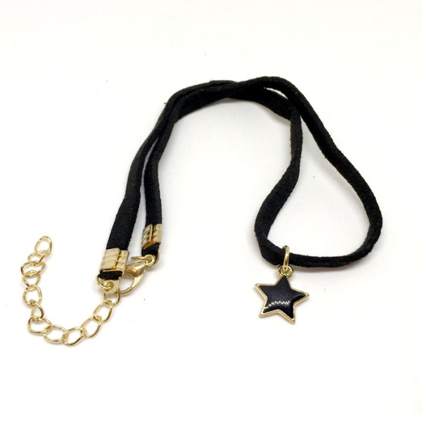 Замшевий чокер чорного кольору з кулоном Зірка lan — 307