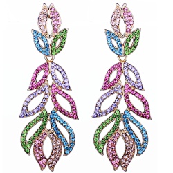 Довгі сережки Амелія з різнокольоровими кристалами